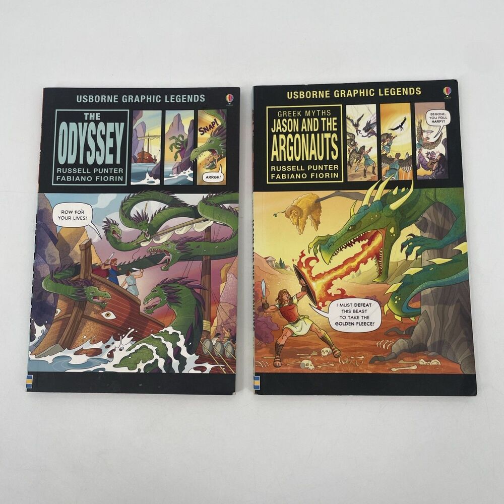 Usborne Graphic Legends 2 Book Lot Jason and the Argonauts + Odyssey PB *FLAW